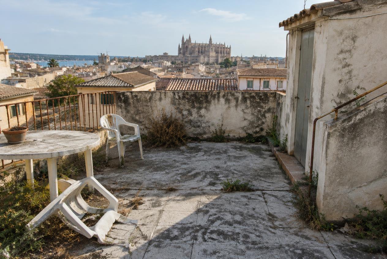 Roof terrace, Palma old town — Before