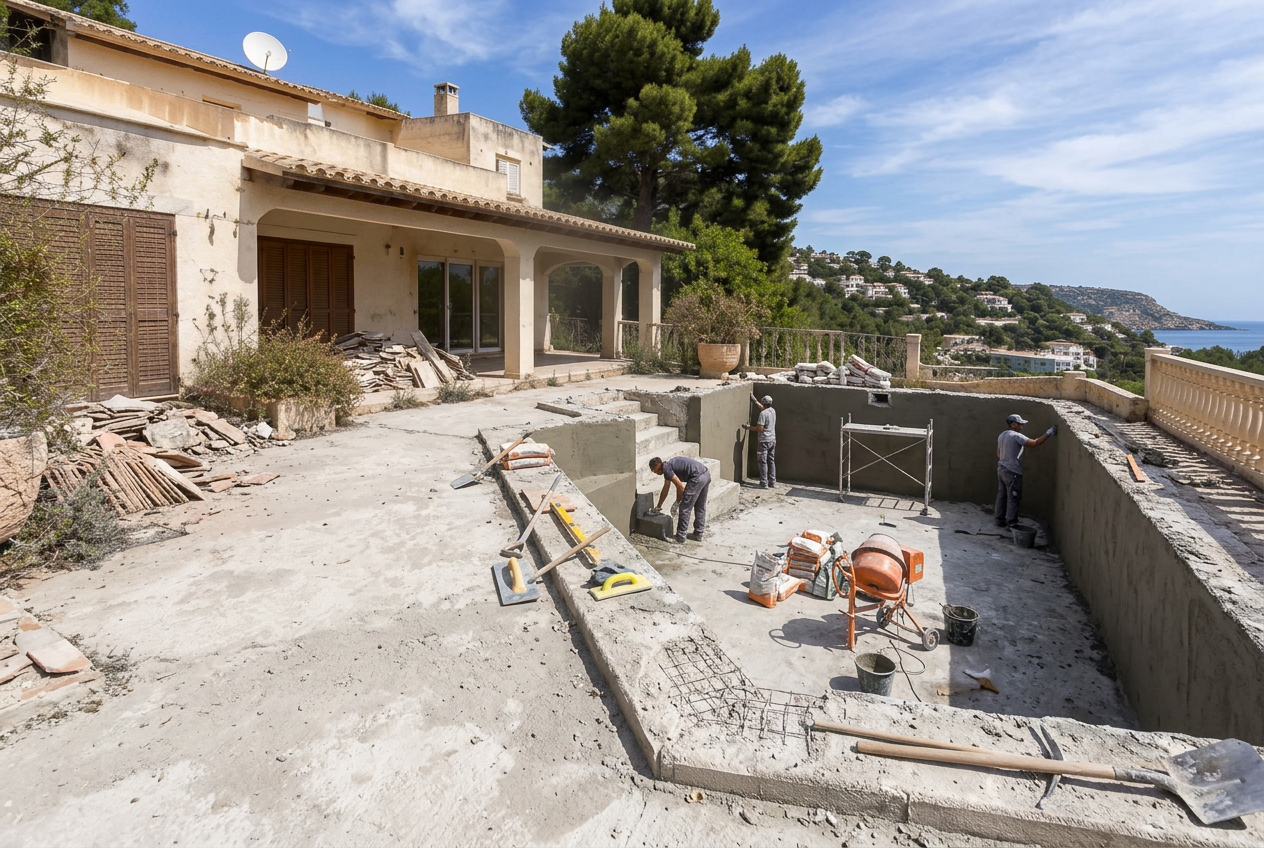 Terrace and pool, Santa Ponsa villa — Work in progress
